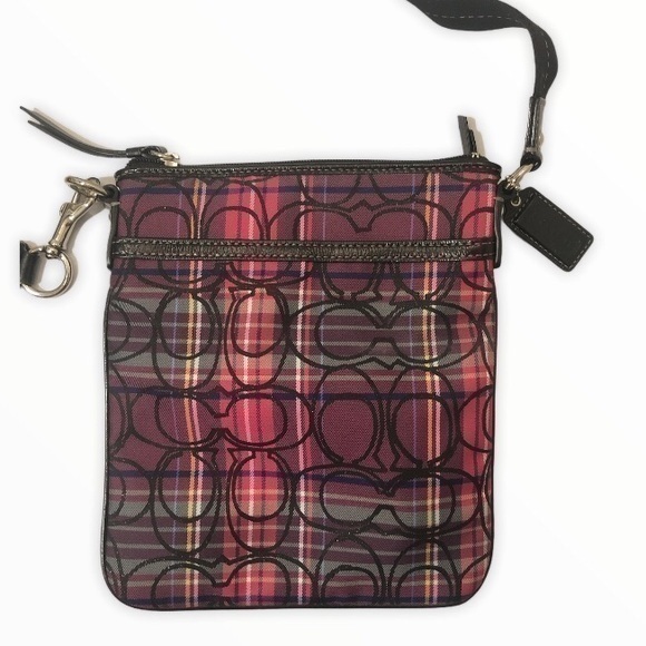 Coach pink tarlatan plaid crossbody bag